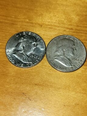 Franklin Half Dollar Pair - Silver-Tone Coins (1961 & 1963)